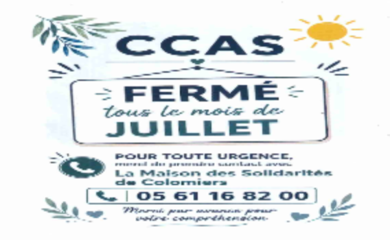Fermeture estivale du CCAS du 1er au 31 juillet 2026