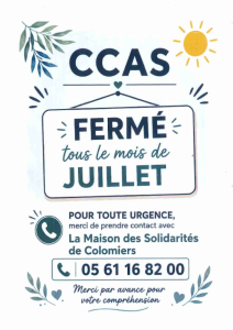Fermeture estivale du CCAS du 1er au 31 juillet 2026