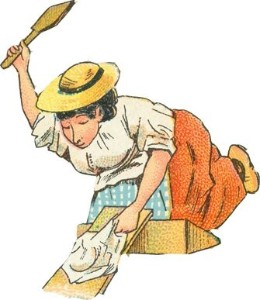 lavandi&egrave;re battant le linge